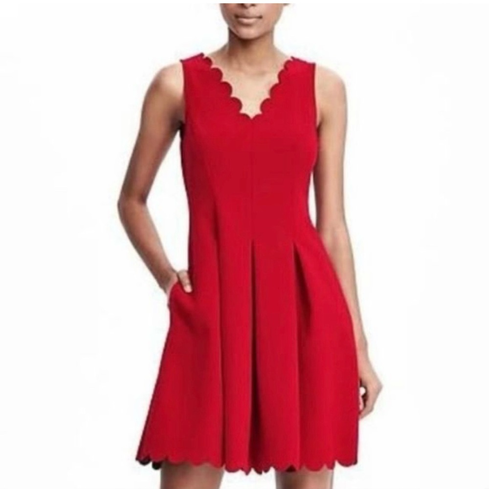 Banana Republic Red Scalloped Dress
